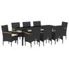 vidaXL Garten Essgruppe mit Kissen 9 pcs Schwarz Poly-Rattan