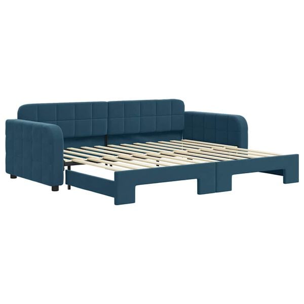 vidaXL Tagesbett Ausziehbar Blau 90x200 cm Samt