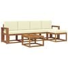 vidaXL Outdoor-Sofagarnitur 6 pcs Natur und Creme Massivholz Akazie
