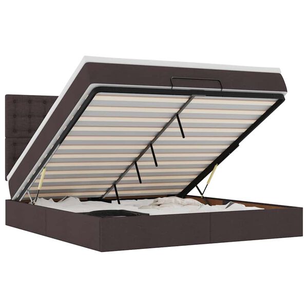 vidaXL Ottoman-Bett mit Matratze Dunkelbraun 180x200 cm Stoff