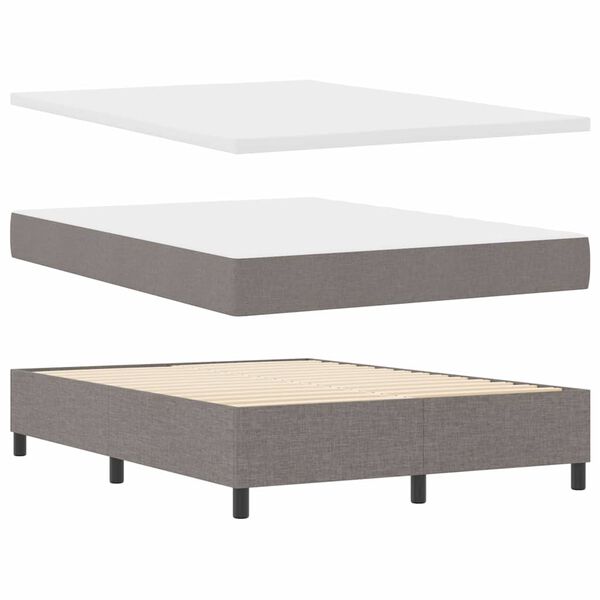 vidaXL Boxspringbett mit Matratze Taupe 140 x 200 cm Stoff