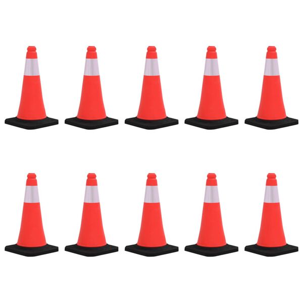 vidaXL Reflektierende Leitkegel mit schwerem Fuß 10 Stk. 50 cm