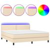 vidaXL Boxspringbett mit Matratze & LED Creme 160x200 cm Stoff