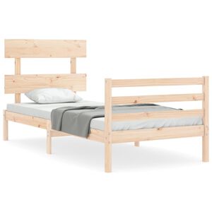vidaXL Massivholzbett mit Kopfteil 90x200 cm