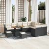 vidaXL Garten-Sofa-Set mit Kissen mit Kissen 12 pcs Schwarz und Creme