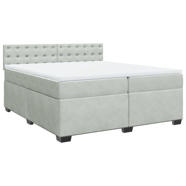 vidaXL Boxspringbett mit Matratze Hellgrau 200x200 cm Samt