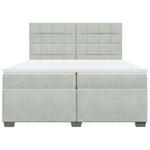 vidaXL Boxspringbett mit Matratze Hellgrau 200x200 cm Samt