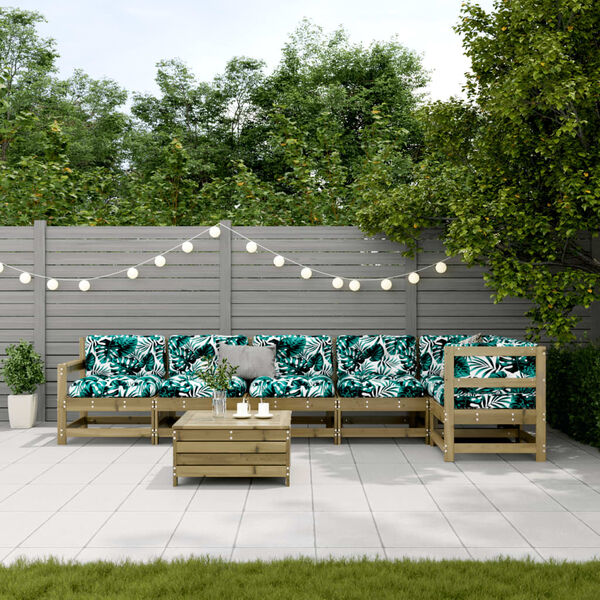 vidaXL 7-tlg. Garten-Lounge-Set mit Kissen Impr&auml;gniertes Kiefernholz