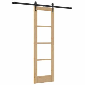 vidaXL Schiebet&uuml;r 61 x 198,5 cm Massivholz Kiefer und Glas Natur