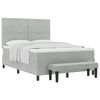 vidaXL Boxspringbett mit Matratze Hellgrau 160 x 200 cm Samt