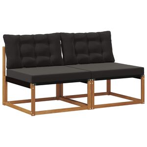 vidaXL 2 St&uuml;ck Outdoor Mittelsofa Massives Akazienholz und Textilene