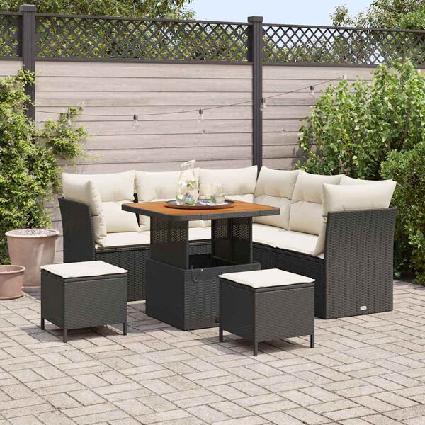vidaXL Gartensofa-set 8 pcs Schwarz Poly-Rattan