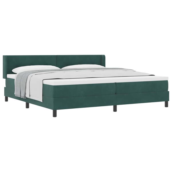 vidaXL Boxspringbett mit Matratze Dunkelgr&uuml;n 200 x 200 cm Samt