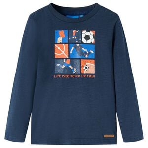 vidaXL Kinder-Langarmshirt Marineblau Melange 104