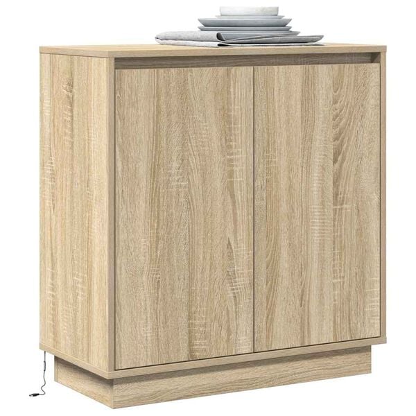 vidaXL LED-Sideboard Sonoma-Eiche 71 x 34,5 x 75 cm Holzwerkstoff