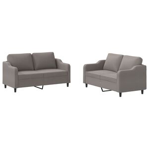vidaXL 2-tlg. Sofagarnitur mit Kissen Taupe Stoff