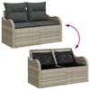 vidaXL Garten-Sofa-Set mit Kissen mit Speicher 7 pcs Grau Poly Rattan