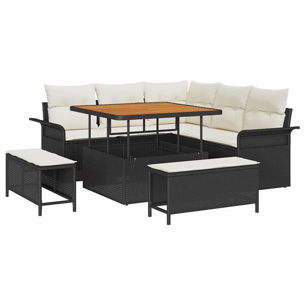 vidaXL Garten-Sofa-Set 8 pcs Schwarz Poly-Rattan
