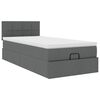 vidaXL Ottoman-Bett mit Matratze & LEDs Dunkelgrau 90x190 cm Stoff