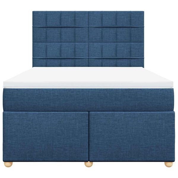 vidaXL Boxspringbett mit Matratze Blau 140x190 cm Stoff
