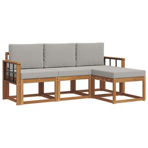 vidaXL Outdoor-Sofagarnitur mit Kissen 4 pcs Nat&uuml;rlich und Hellgrau