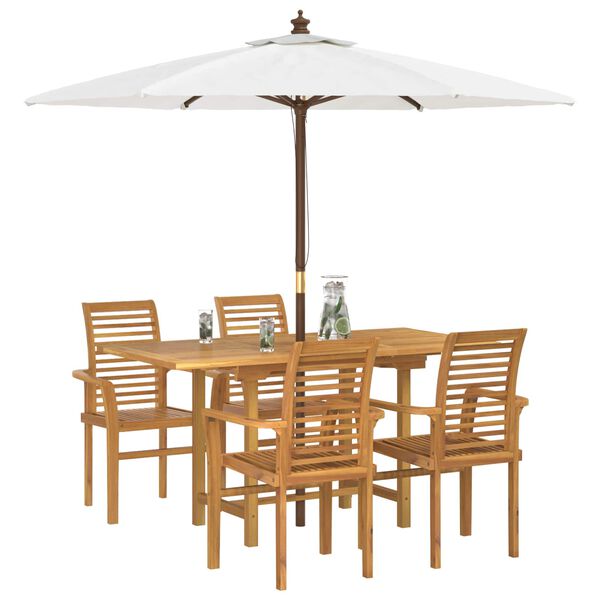 vidaXL Garten Essgruppe 5 pcs Braun Massivholz Teak