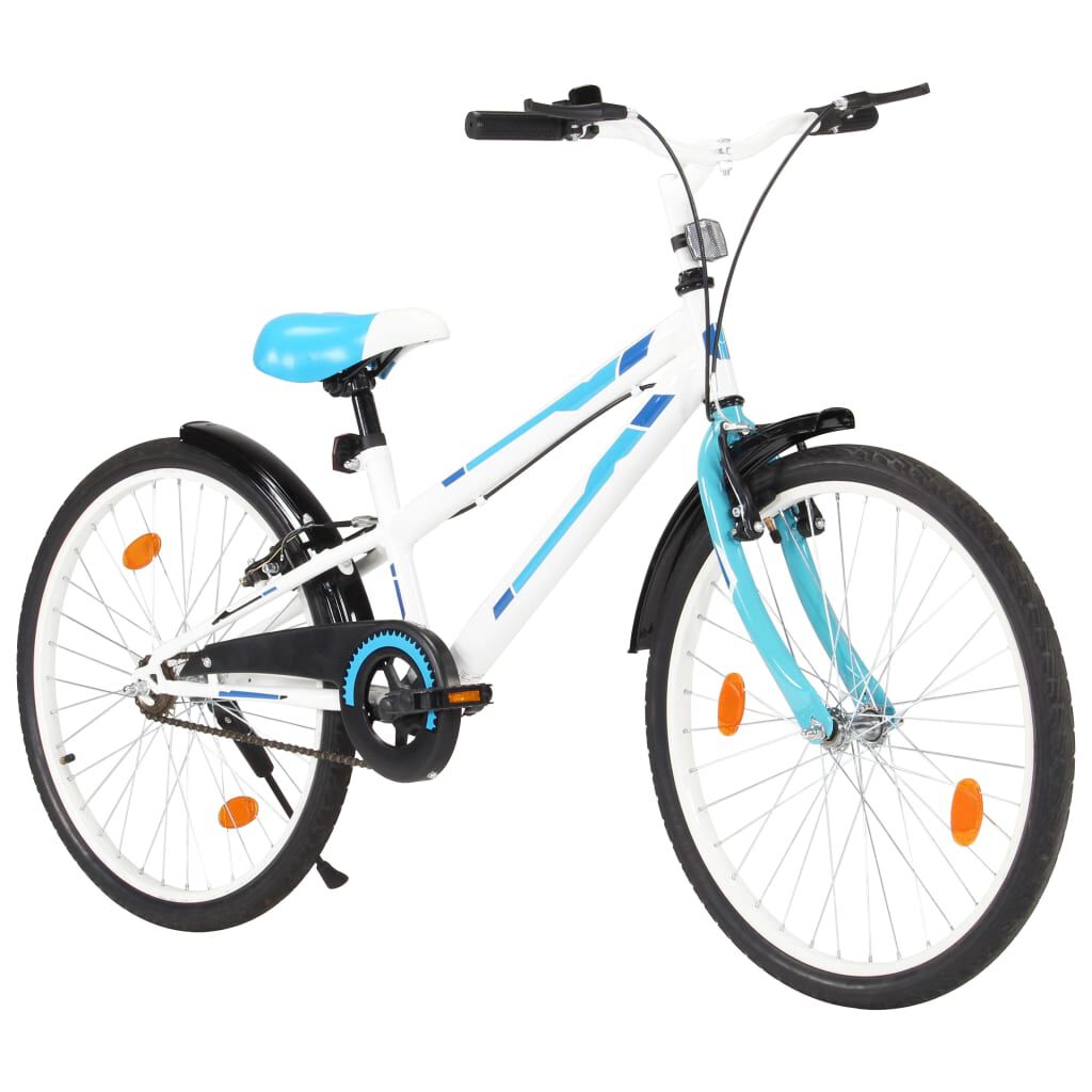 vidaXL Kinderfahrrad 24 Zoll Blau Weiß Kinderrad Fahrrad für Kinder Junge 