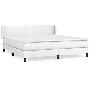 vidaXL Boxspringbett mit Matratze Wei&szlig; 160x200 cm Kunstleder