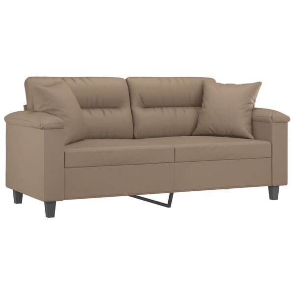 vidaXL 2-Sitzer-Sofa mit Zierkissen Cappuccino-Braun 140 cm Kunstleder
