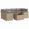 vidaXL 7-tlg. Garten-Sofagarnitur mit Kissen Beige Poly Rattan
