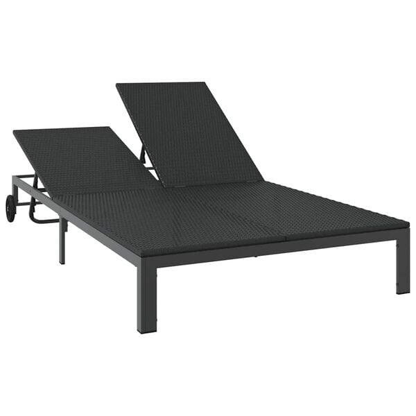 vidaXL Sonnenliege 1-Person Schwarz 206 x 62,5 x 74 cm Poly-Rattan