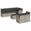 vidaXL 8-tlg. Garten-Sofagarnitur mit Kissen Hellgrau Poly Rattan