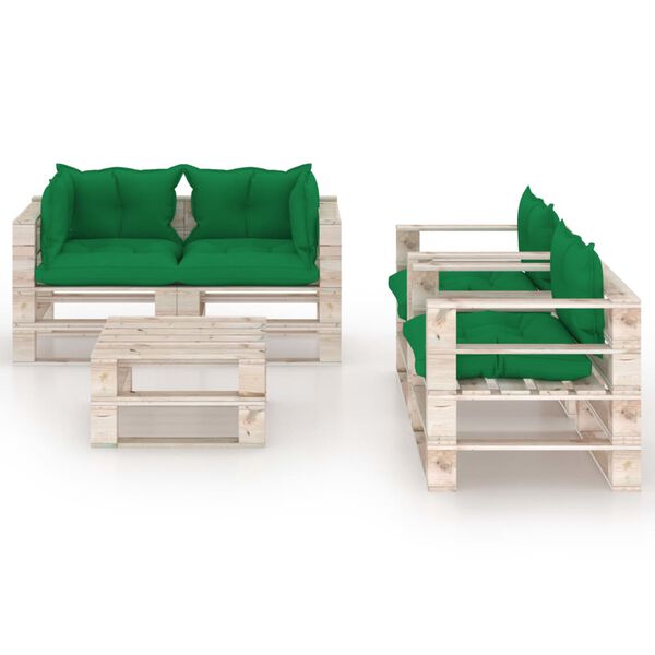 vidaXL 5-tlg. Garten-Lounge-Set aus Paletten mit Kissen Kiefernholz