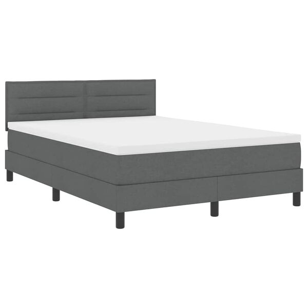 vidaXL Boxspringbett mit Matratze Dunkelgrau 140 x 200 cm Stoff