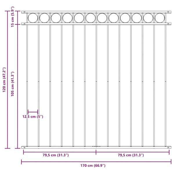 vidaXL Zaunelement Assen Stahl 1,7 x 1,2 m Schwarz