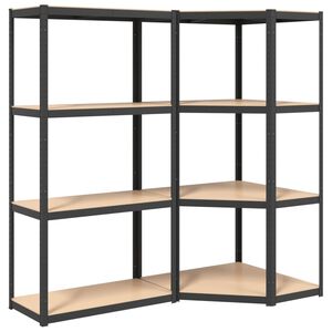 vidaXL Regale mit 4 B&ouml;den 2 Stk. Anthrazit Stahl & Holzwerkstoff