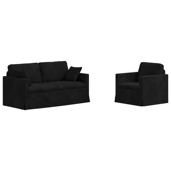 vidaXL Sofa 2 pcs Schwarz 158 x 78 x 80 cm Samt