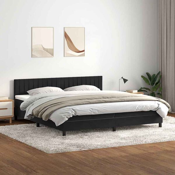 vidaXL Boxspringbett mit Matratze & LED Schwarz 200x210 cm Samt