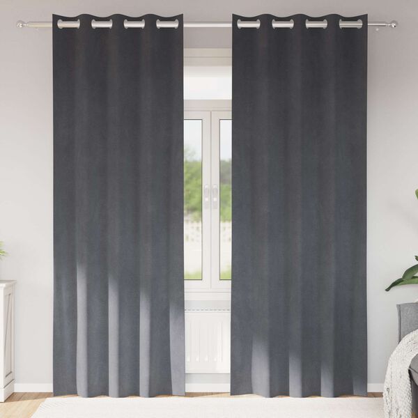 vidaXL Verdunkelungsvorh&auml;nge 2 pcs Hellgrau 140 x 245 cm Samt