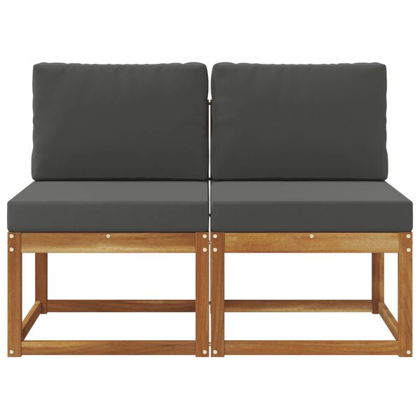 vidaXL 2 St&uuml;ck Outdoor Mittelsofa Massivholz Akazie