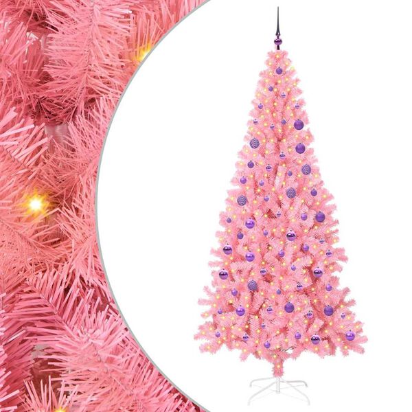 vidaXL Weihnachtsbaum mit 300 LEDs mit St&auml;nder Rosa 180 cm PVC