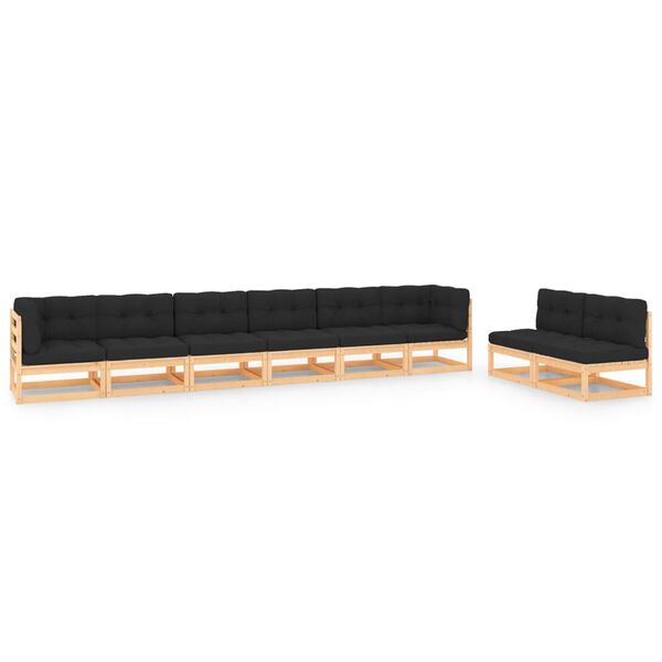 vidaXL 8-tlg. Garten-Lounge-Set mit Kissen Massivholz Kiefer