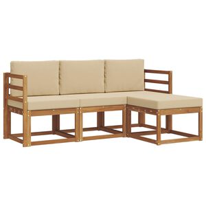vidaXL Outdoor-Sofagarnitur mit Kissen 4 pcs Natur und Beige