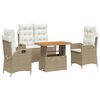 vidaXL 4-tlg. Garten-Essgruppe mit Kissen Beige Poly Rattan