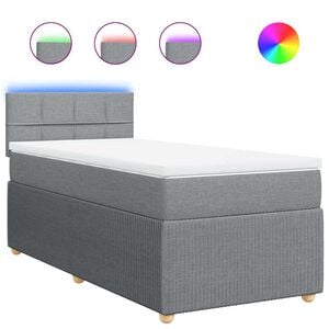 vidaXL Boxspringbett mit Matratze Hellgrau 80x200 cm Stoff