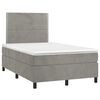 vidaXL Boxspringbett mit Matratze & LED Hellgrau 120x190 cm Samt