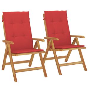 vidaXL Klappst&uuml;hle mit Kissen, 2 St&uuml;ck, Massivholz Teak