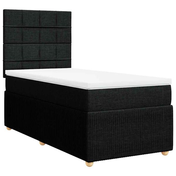 vidaXL Boxspringbett mit Matratze Schwarz 90x200 cm Stoff
