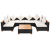 vidaXL 7-tlg. Garten-Lounge-Set mit Auflagen Poly Rattan Schwarz