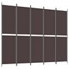 vidaXL 5-tlg. Paravent Braun 250x200 cm Stoff